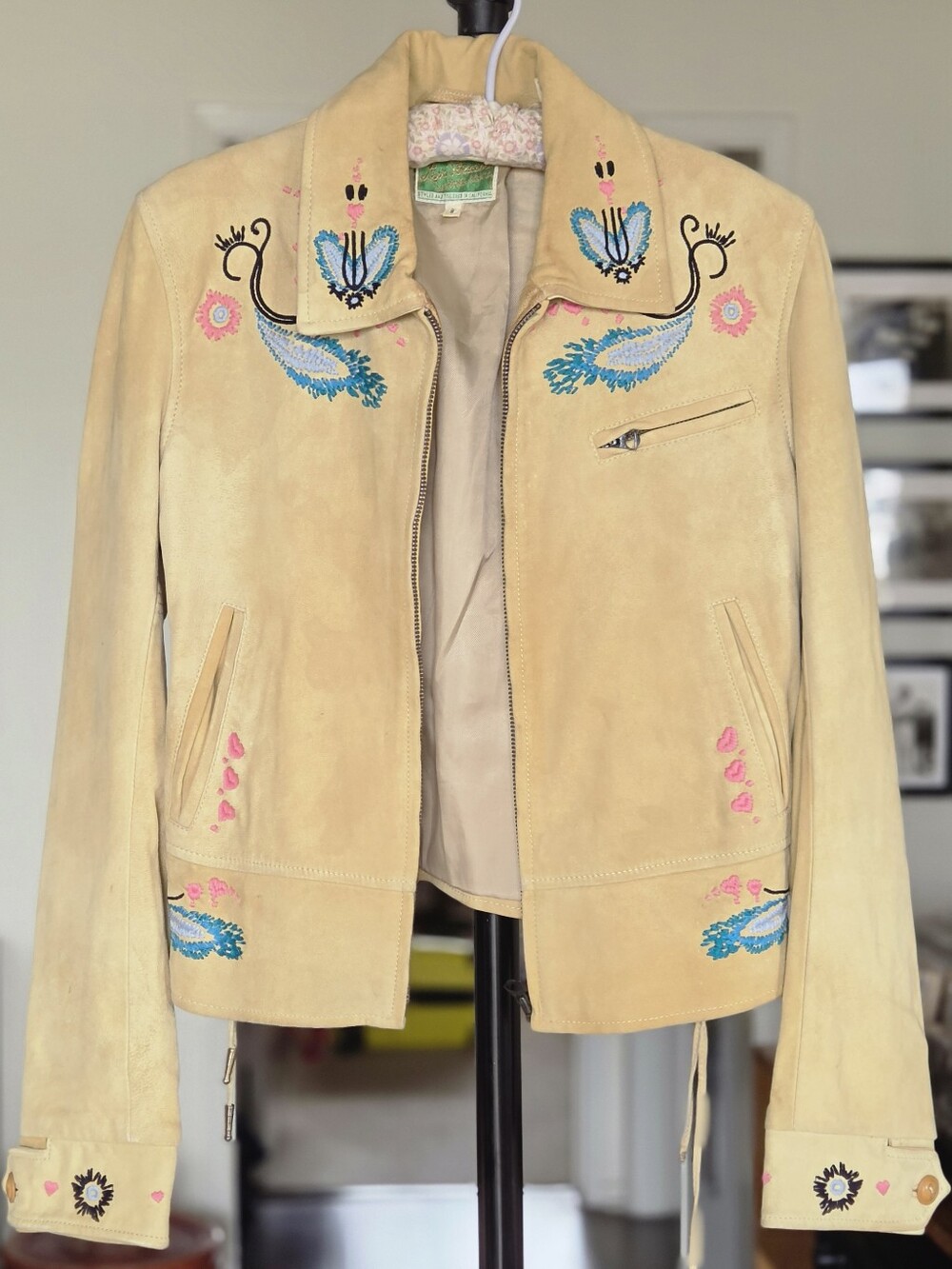 RARE Levi's Vintage Leather Embroidered Jacket Made In Italy - Picture 2 of 11